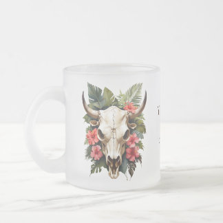 Caneca De Café Vidro Jateado Boho Chic Watercolor Vaca Tropical