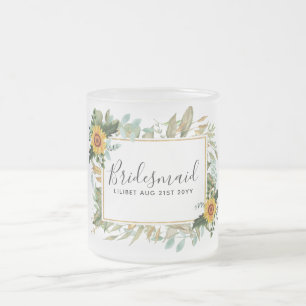Caneca De Café Vidro Jateado Boho Sunflower Sage Greenery Casamento
