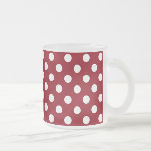 Caneca De Café Vidro Jateado Bolinhas brancas no vermelho Crimson