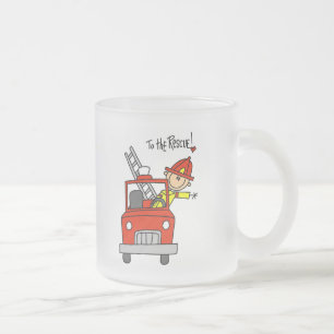 Caneca De Café Vidro Jateado Bombeiro de Palito ao Resgate