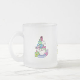 Caneca De Café Vidro Jateado Boneco de neve relaxando em presentes