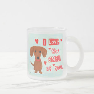 Caneca De Café Vidro Jateado Bonito Dachshund Ama Seu Cheiro Cachorro Engraç