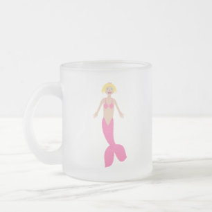 Caneca De Café Vidro Jateado Bonito fantasia rosa Sereia