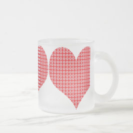 Caneca De Café Vidro Jateado Bonito padrão vermelho amando corações mug