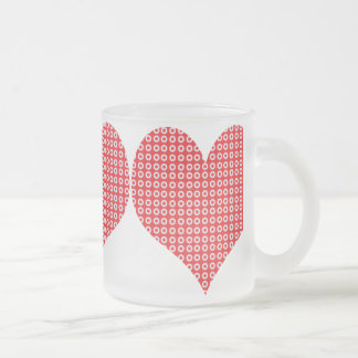 Caneca De Café Vidro Jateado Bonito padrão vermelho amando corações mug