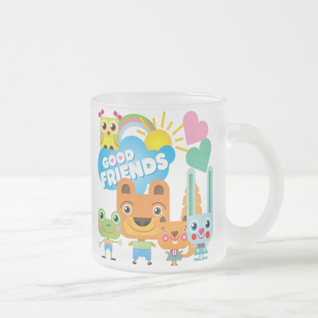Caneca De Café Vidro Jateado Bons amigos dos animais (Direita)