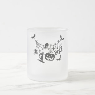 Caneca De Café Vidro Jateado Boo Trick ou Treine Bats de Halloween, Pumpkins