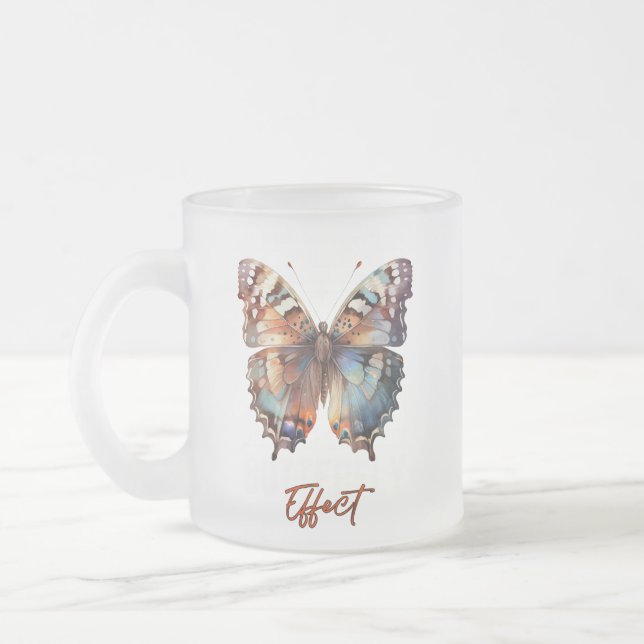 Caneca De Café Vidro Jateado borboleta (Esquerda)
