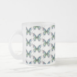 Caneca De Café Vidro Jateado Borboleta