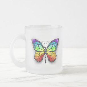 Caneca De Café Vidro Jateado Borboleta-arco-íris Monarca