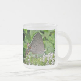 Caneca De Café Vidro Jateado Borboleta Hairstreak cinza
