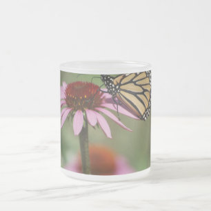 Caneca De Café Vidro Jateado Borboleta Monarca e Susan Olhada Negra