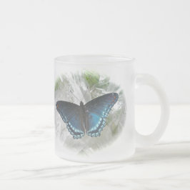 Caneca De Café Vidro Jateado Borboleta Roxa Vermelha