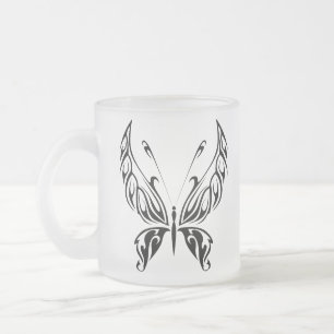 Caneca De Café Vidro Jateado Borboleta Silhouette Mug