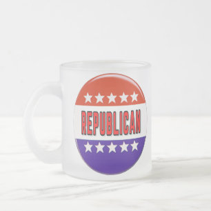 Caneca De Café Vidro Jateado Botão Republicano