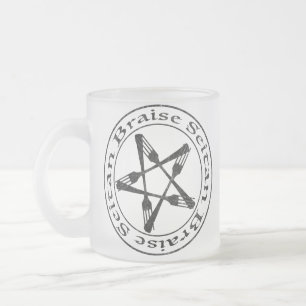 Caneca De Café Vidro Jateado Brise Seitan Vegan Pentagram (versão escura)