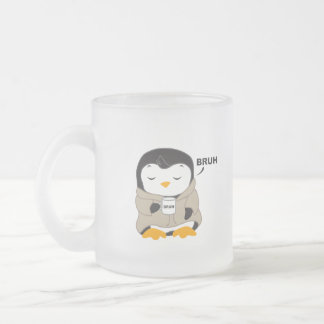 Caneca De Café Vidro Jateado Bruh Penguin - Tipsy