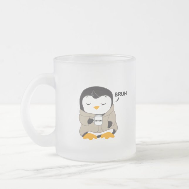 Caneca De Café Vidro Jateado Bruh Penguin - Tipsy (Esquerda)