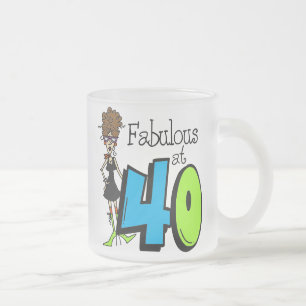 Caneca De Café Vidro Jateado Brunette Fabulous aos 40 anos