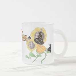 Caneca De Café Vidro Jateado Bruxa Feliz de Halloween