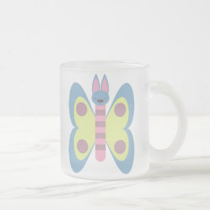 Caneca De Café Vidro Jateado Bunny Borboleta Coelhinho Híbrido Adorável Kawaii