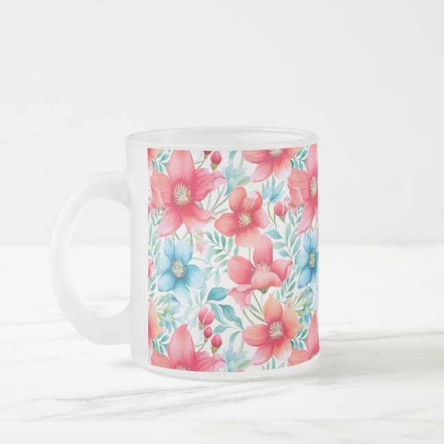 Caneca De Café Vidro Jateado Buquê charmoso Ranya Pattern-65292 (Esquerda)