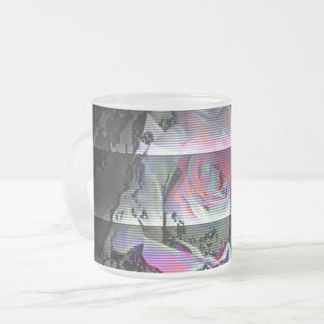Caneca De Café Vidro Jateado Buquê Techno (Frente Esquerda)