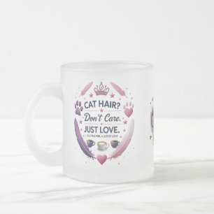 Caneca De Café Vidro Jateado Cabelo de Gato Não se importa com Mug - Pata Rosa 