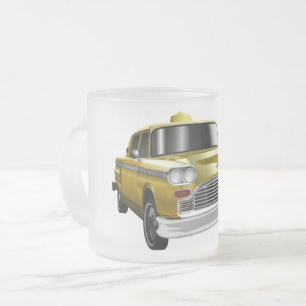 Caneca De Café Vidro Jateado Cabina de Vintagem Amarela Nova Iorque