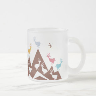 Caneca De Café Vidro Jateado Cabras de montanha
