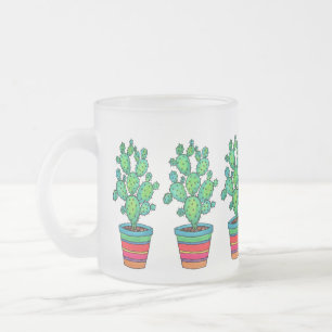 Caneca De Café Vidro Jateado Cacto lindo da aguarela no pote bonito