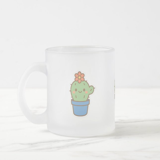 Caneca De Café Vidro Jateado Cacto Whimsical (Esquerda)