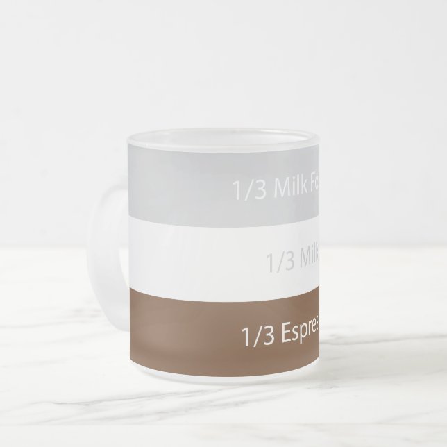 Caneca De Café Vidro Jateado Café cappuccino de receita | DESIGN DE TEXTO (Frente Esquerda)