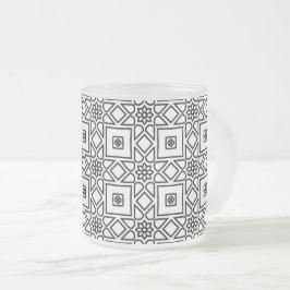 Caneca De Café Vidro Jateado Café com Padrão Geométrico de Azulejo Floral