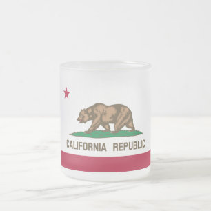 Caneca De Café Vidro Jateado California Cali Republic Bear Flag, Estados Unidos