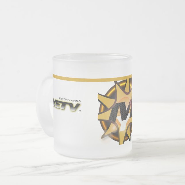 Caneca De Café Vidro Jateado Cama de vidro 380 gr do MYETV. (Frente Esquerda)