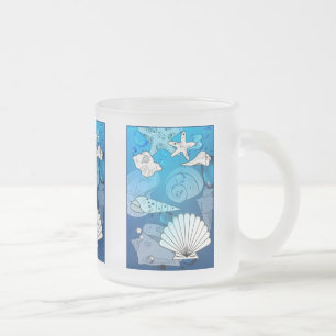 Caneca De Café Vidro Jateado Cama de Vidro Aqua Ocean