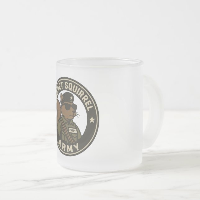 Caneca De Café Vidro Jateado Cama do Exército de Esquilo Secreto (Frente Esquerda)