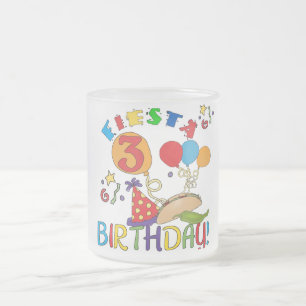 Caneca De Café Vidro Jateado Camisas de aniversário de 3 anos Fiesta e presente