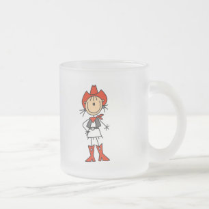 Caneca De Café Vidro Jateado Camisas e Presentes da Cowgirl do Chapéu Vermelho