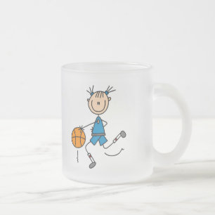 Caneca De Café Vidro Jateado Camiseta e presentes azuis do basquetebol das