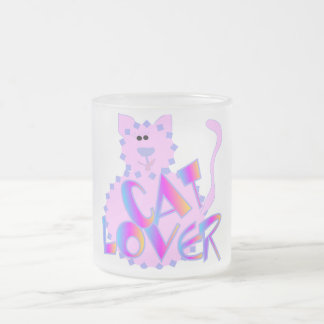 Caneca De Café Vidro Jateado Camiseta e presentes cor-de-rosa do amante do gato