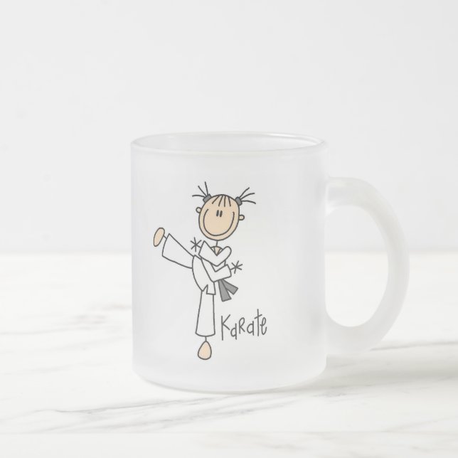 Caneca De Café Vidro Jateado Camiseta e presentes da menina do karaté (Direita)
