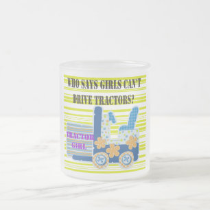 Caneca De Café Vidro Jateado Camiseta e presentes da menina do trator