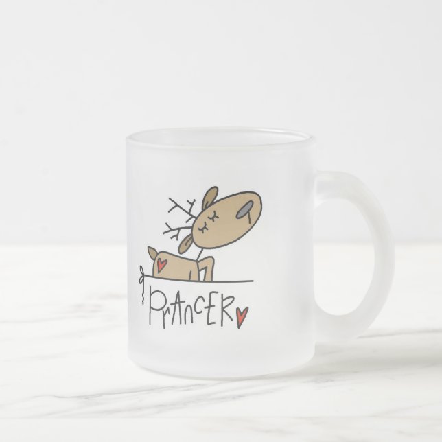 Caneca De Café Vidro Jateado Camiseta e presentes da rena de Prancer (Direita)