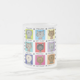 Caneca De Café Vidro Jateado Camiseta e presentes do amante do gato do Meow
