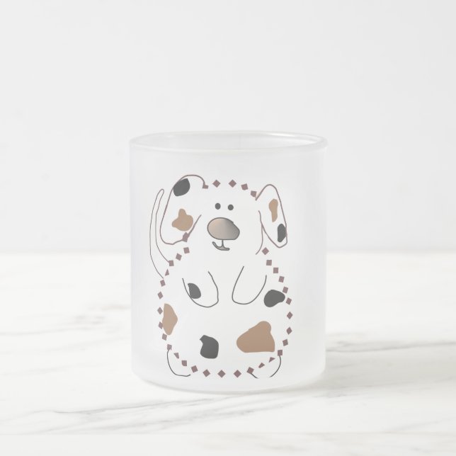 Caneca De Café Vidro Jateado Camiseta e presentes do cão dos desenhos animados (Centro)