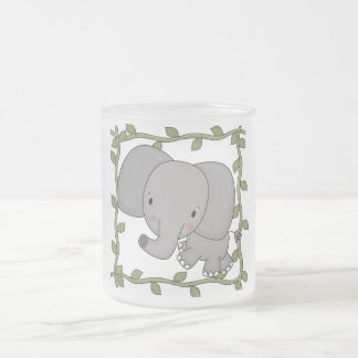 Caneca De Café Vidro Jateado Camiseta e presentes do elefante do bebê