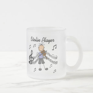Caneca De Café Vidro Jateado Camiseta e presentes do jogador do violino da