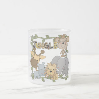 Caneca De Café Vidro Jateado Camiseta e presentes dos animais da selva do bebê